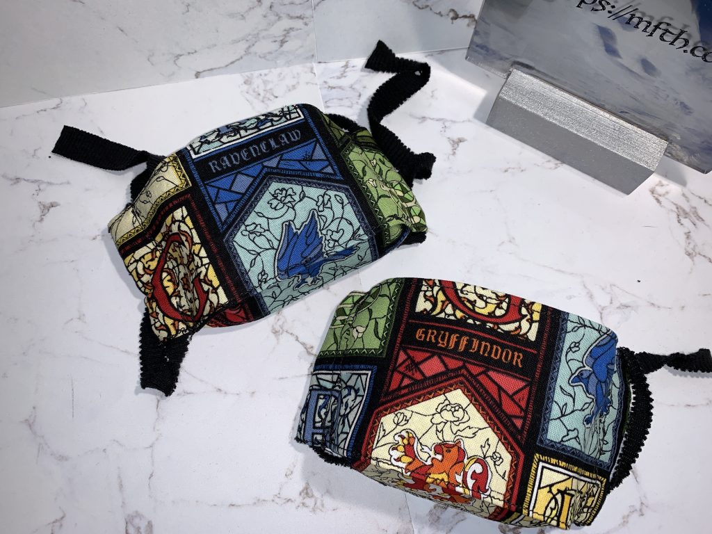 HP inspired material stained glass effect, in kids sizing. Masks available in all sizes for all ages