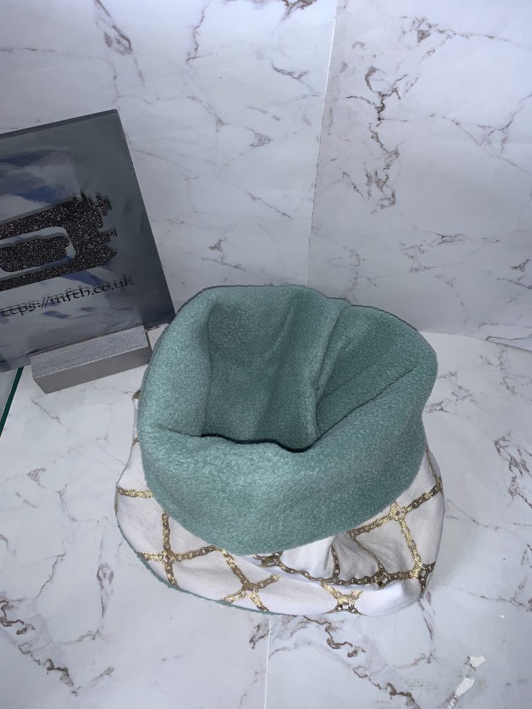 Sage Green Fleece Gold and White Jersey Snood