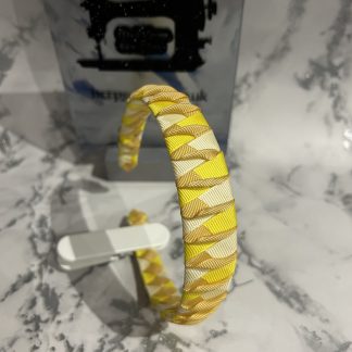 3 Coloured Twist Headband Gold with Bright Yellow and Pastel Yellow