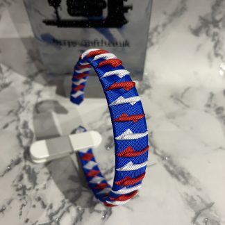 3 Coloured Twist Headband Red White Twist with Royal Blue
