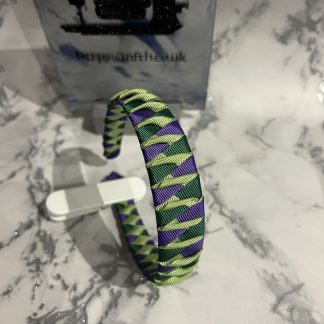 3 Coloured Twist Headband Sage Green Twist with Emerald and Purple