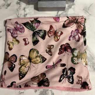 Baby Pink Fleece Pink Mixed Colour Butterflies Jersey Snood