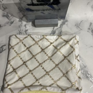 Pastel Yellow Fleece White and Gold Chainlink Jersey snood