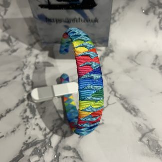 Rainbow Coloured Twist Headband with Teal Twist