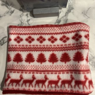 Red Fleece Scandi Christmas White Red Print Fleece Snood