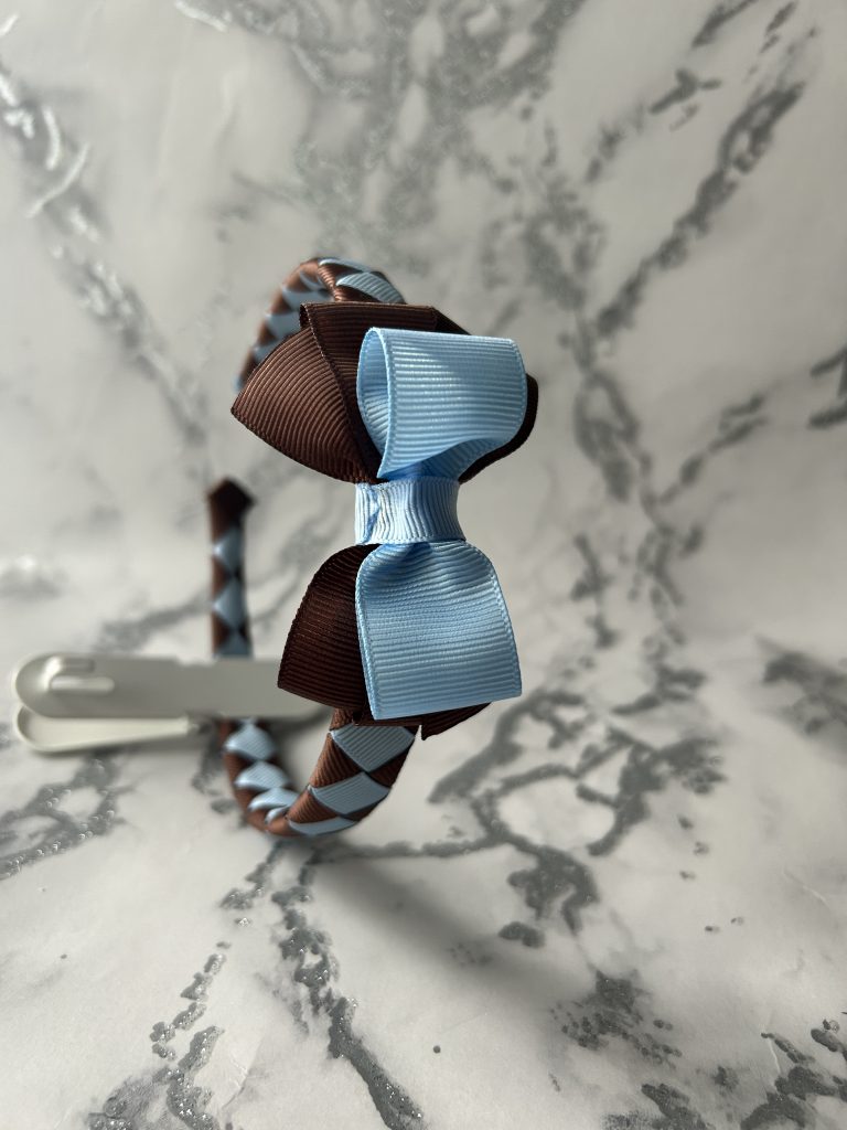 Diamond Headband Blue Brown with Bow