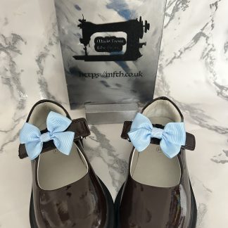 Shoe bows for Mary Janes in any colour - small double pinch bows on elastic for slipping onto the shoe