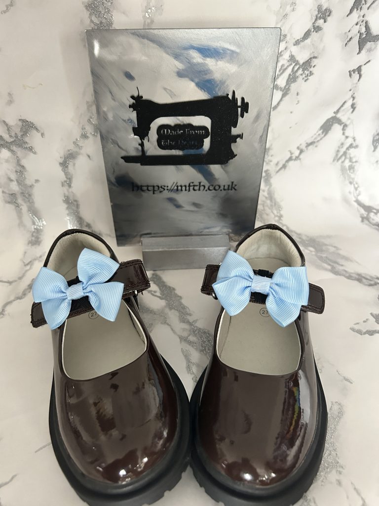 Shoe bows for Mary Janes in any colour - small double pinch bows on elastic for slipping onto the shoe