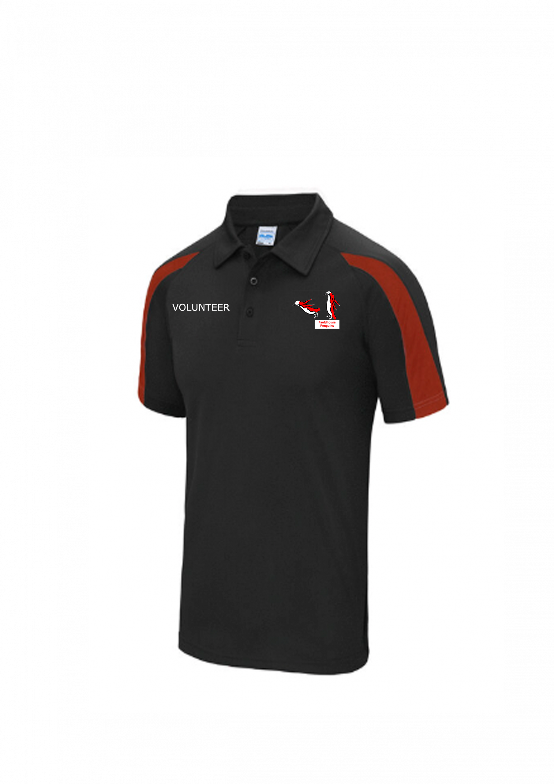 Image example adult volunteer black with red accent polo