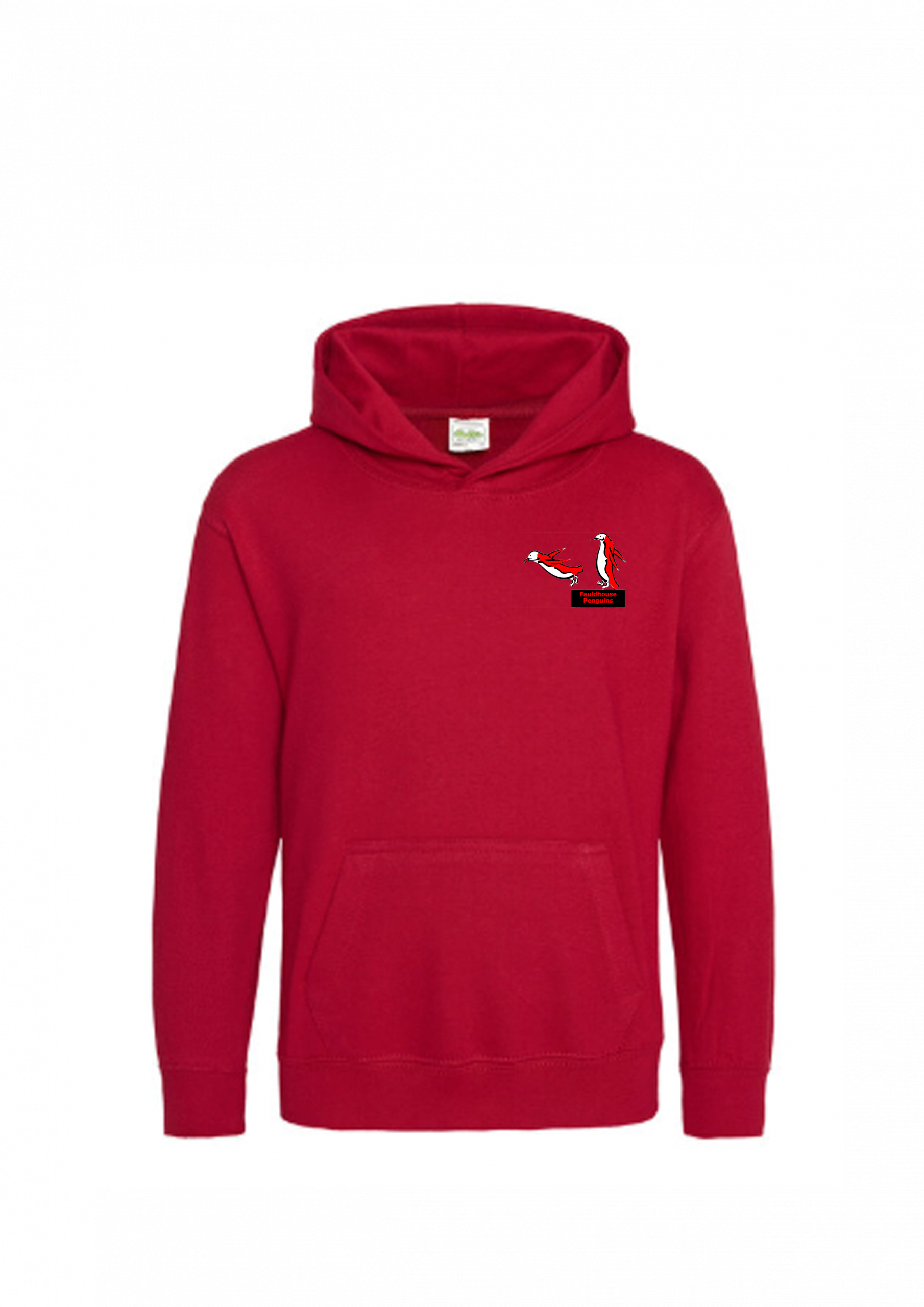 Image example kids hoodie and kangaroo pouch with black penguins dive board logo